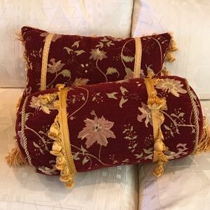 Floral Burgundy and Gold Decorative Pillows